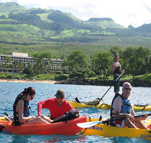 Fun kayaking in Makena Bay maui